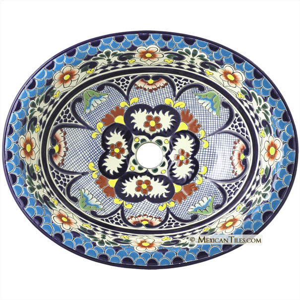 La Cruz - Hand Decorated Mexican Hacienda Ceramic Sink