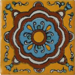 Yellow Reloj - Handcrafted Talavera Mexican Decorative Tile