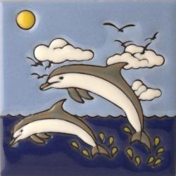 Loreto Dolphins - Baja Mexican Ceramic Handpainted Tile