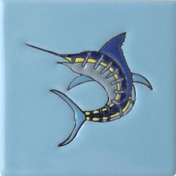 Blue Marlin 1 - Handcrafted Ceramic Baja Mexican Tile