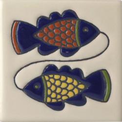 Double Fish 2 - Baja Ceramic Handpainted Mexican Tile