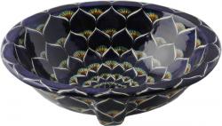 Ceramic Hand painted Mexican Talavera Sink - Blue Peacock