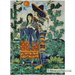 Rancheros - Hand painted Talavera Mexican Tile Mural