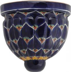 Blue Peacock - Handcrafted Mexican Talavera Wall Planter