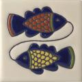 Double Fish 2 - Baja Ceramic Handpainted Mexican Tile