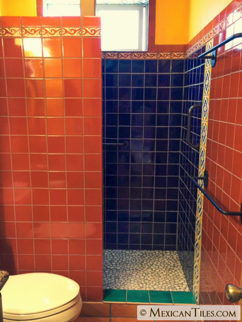 Mexican Tile Cobalt Blue, Cobalt Blue Shower Floor Tile