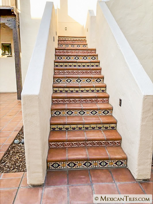 Red Terracotta Floor Tile Stair Tread, Spanish Mission Red Terracotta Floor Tile