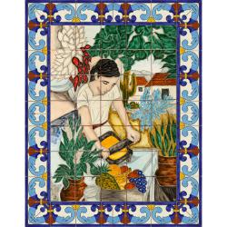 W147-12 Mexican Ceramic Talavera Tile 4x4 Mosaic Mural
