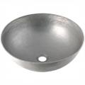 Brushed Nickel Round Vessel - Mexican Copper Hand Hammered Sink